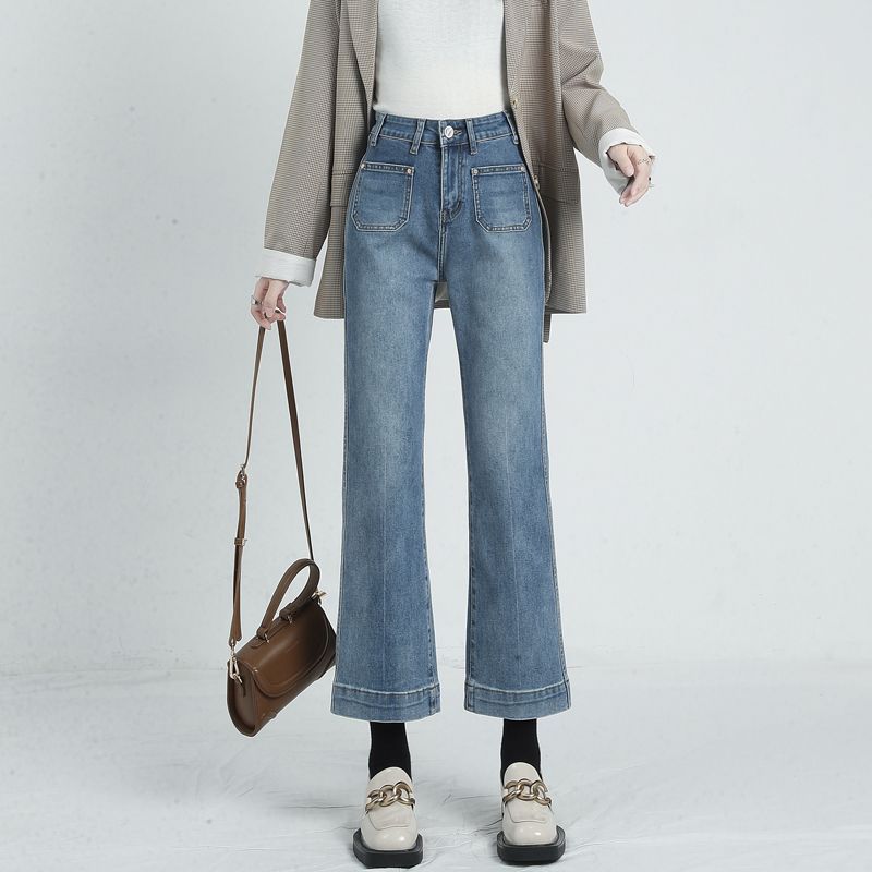 Petite Nine-Point Flared Cigarette Pants with Slim Fit-Theone Apparel