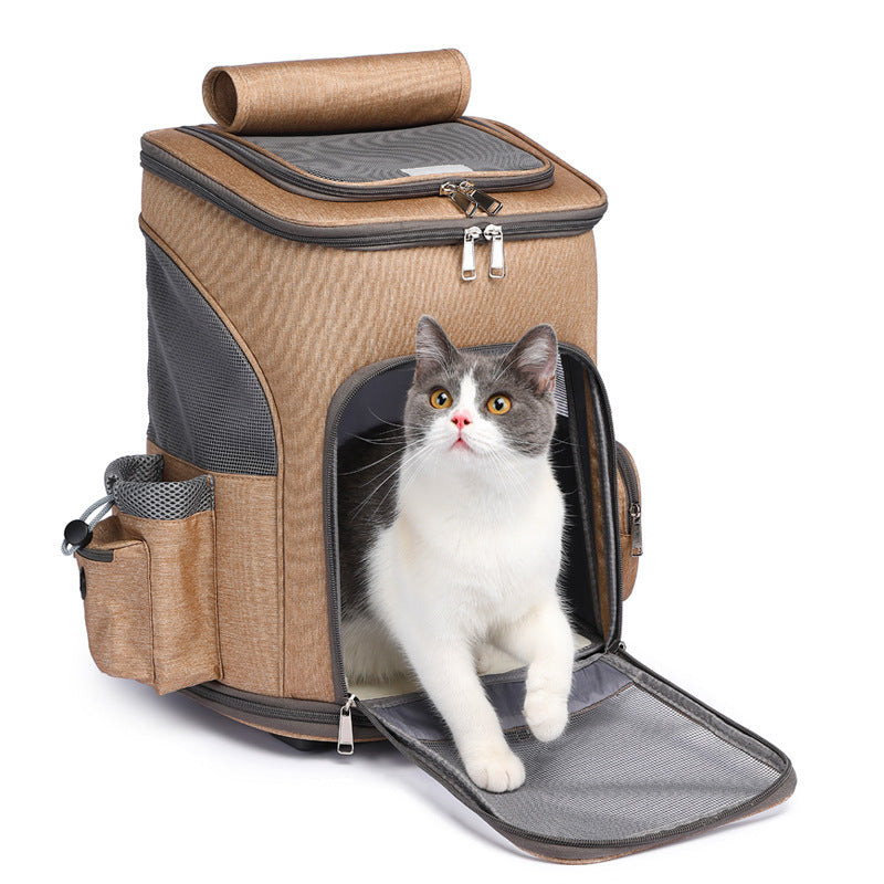 Portable Folding Trolley Pet Backpack With Smooth Rolling Wheels-Theone Apparel