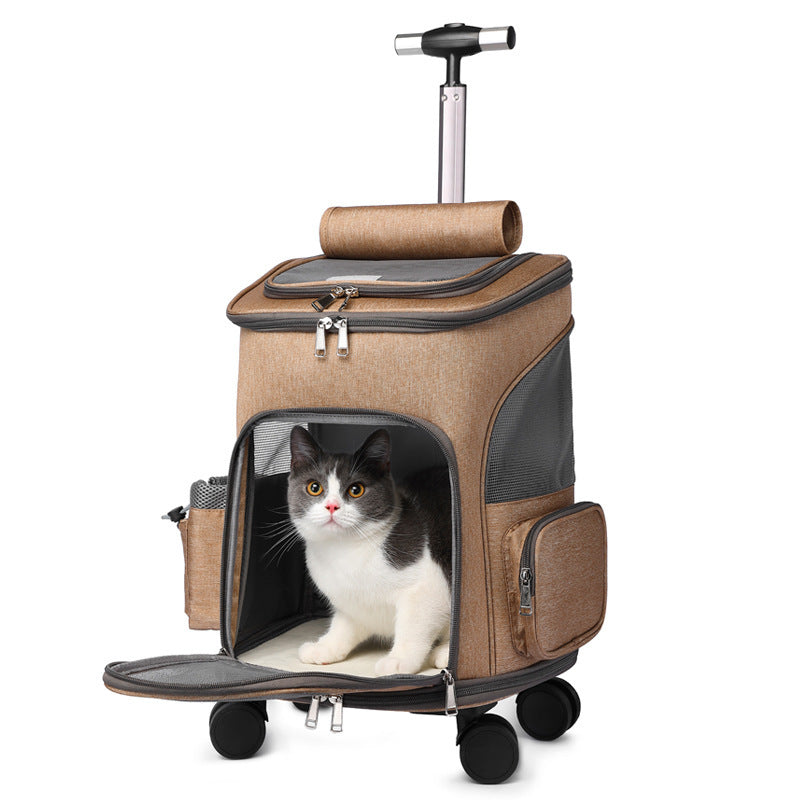 Portable Folding Trolley Pet Backpack With Smooth Rolling Wheels-Theone Apparel