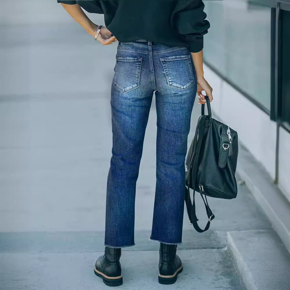 Rebound Slim-Fit Drain Jeans for Autumn Winter Styling-Theone Apparel
