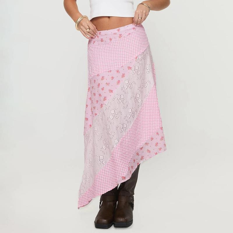 Retro Low Waist Floral Print Skirt For Vintage Charm-Theone Apparel