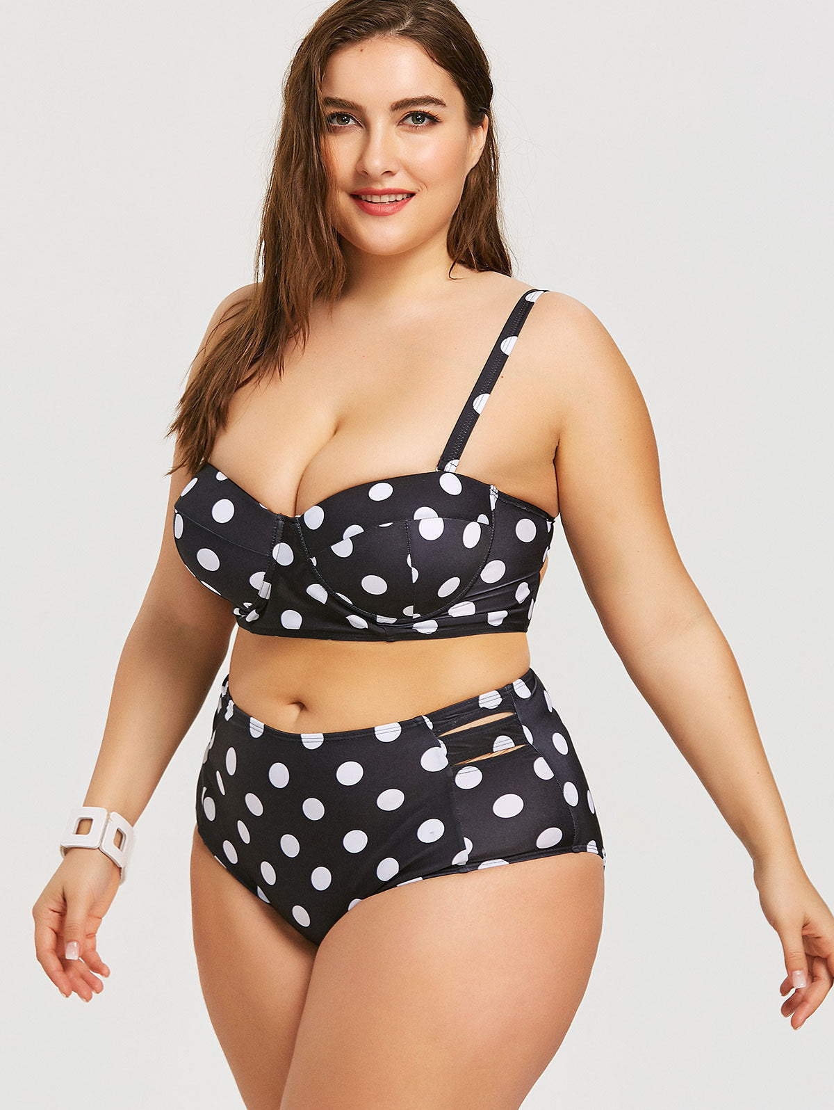 Retro Polka Dot High-Waist Bikini for Vintage Appeal-Black-Theone Apparel