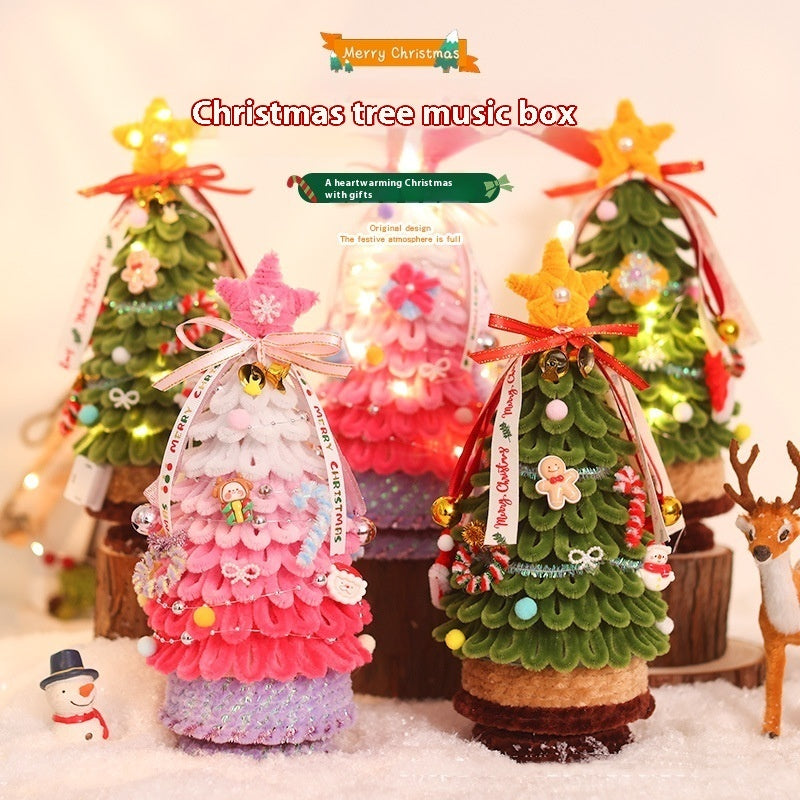 Shabby-Chic Handmade Pipe Cleaner Light-Up Christmas Tree Decoration in Assorted Colors-Theone Apparel
