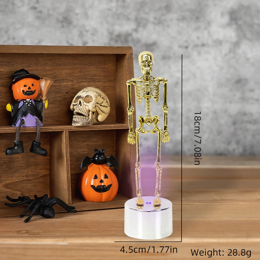 Skeleton Themed False Flame Candle Halloween Decoration-Gold-Theone Apparel