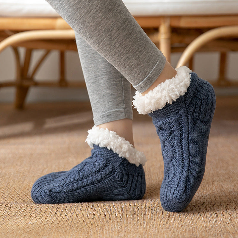 Soft Knit Style Winter Socks with White Fleece Lining in Multiple Colors-Theone Apparel