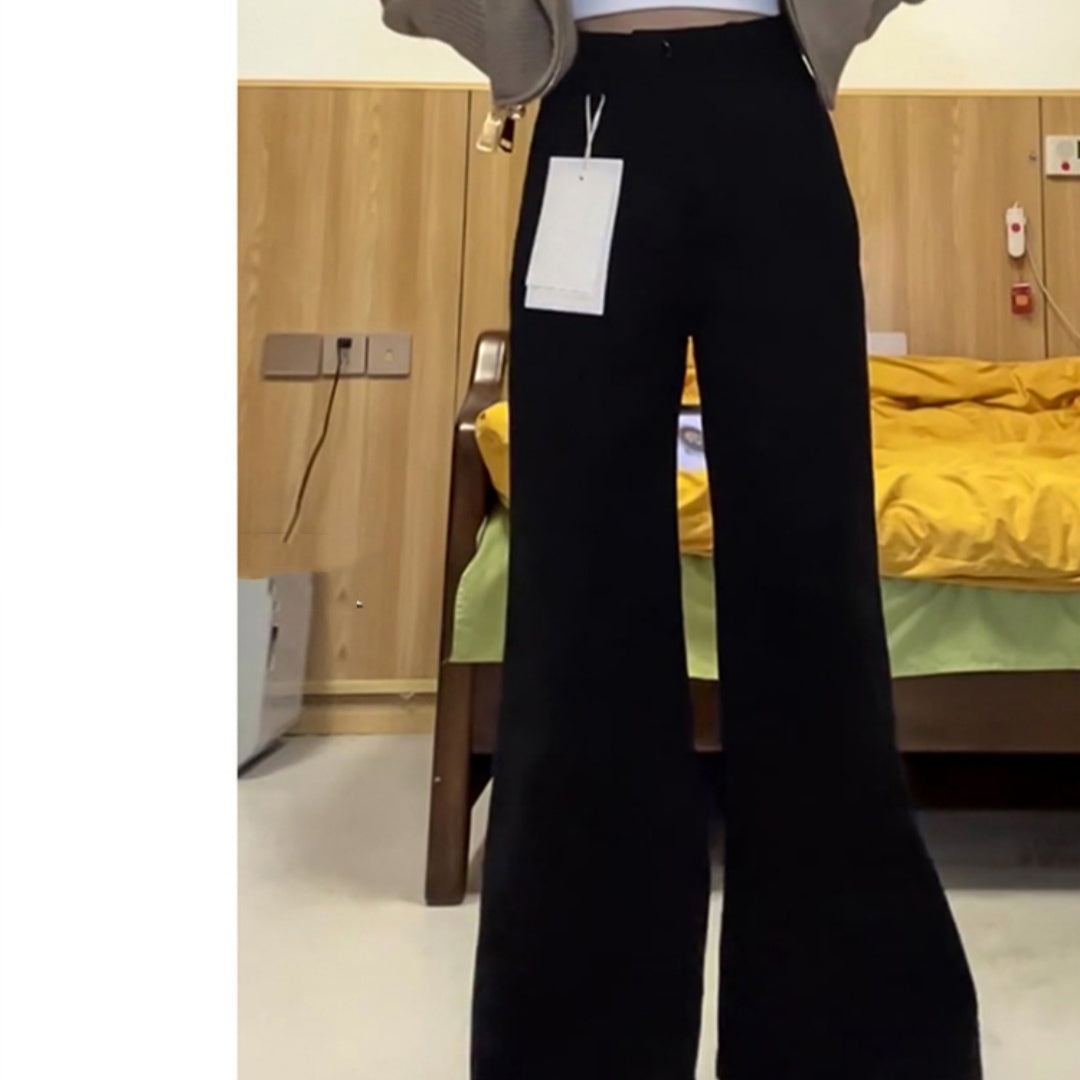 Solide Farbe lose Jeans mit breitem Bein mit minimalistischem Stil
