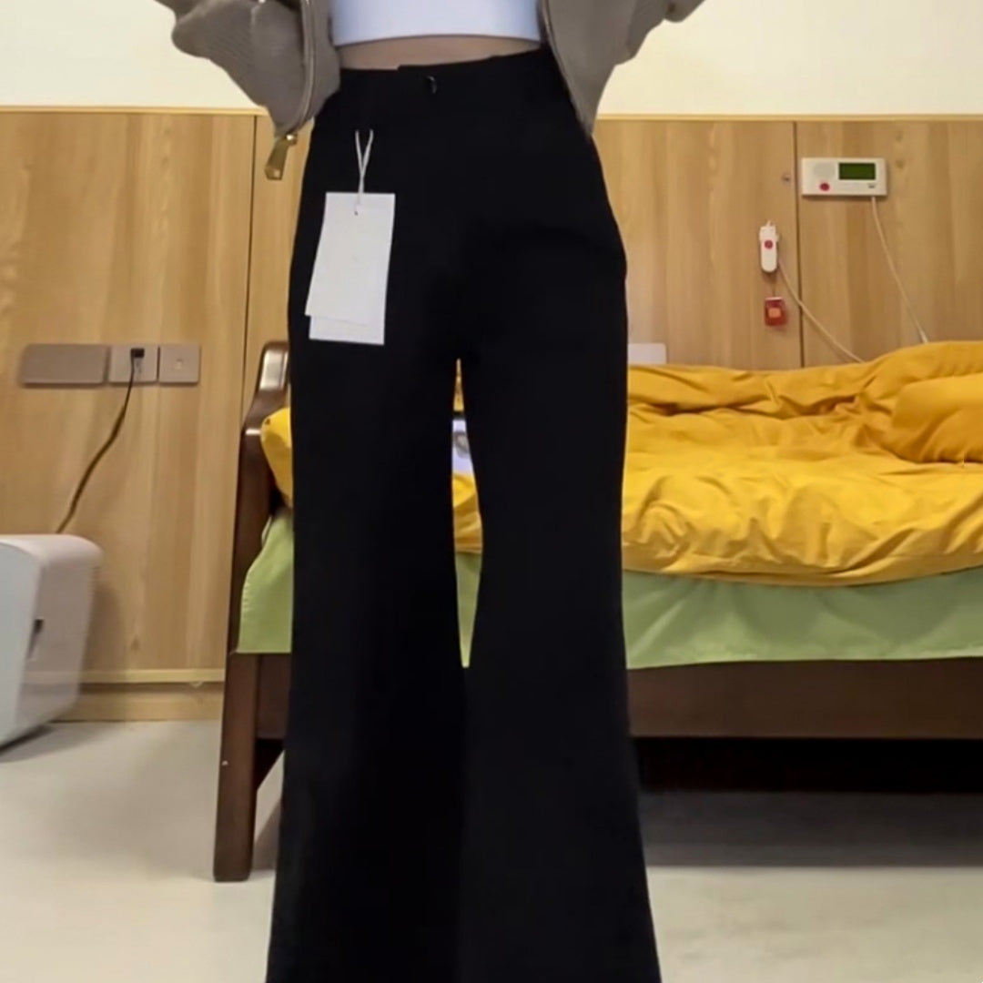 Solide Farbe lose Jeans mit breitem Bein mit minimalistischem Stil