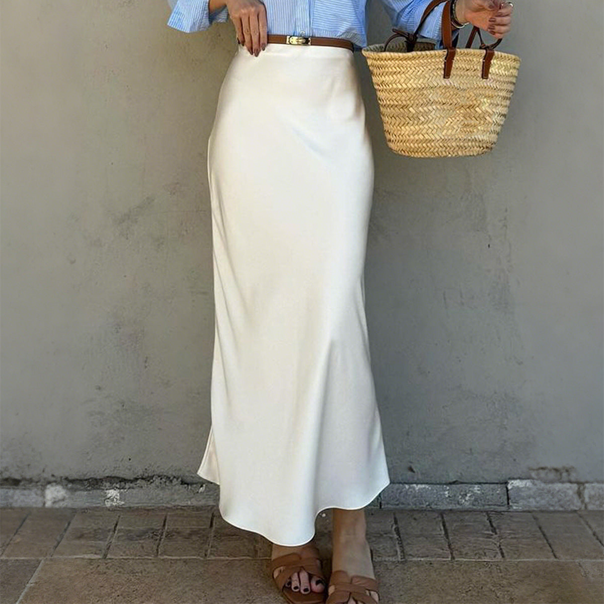 Solid Color Sheath Skirt For Sleek Modern Appeal-Theone Apparel