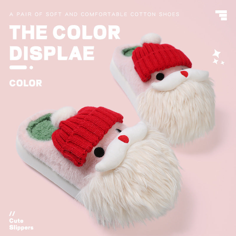 Super Soft and Fluffy White and Red Santa Clause 3D Slippers-Theone Apparel