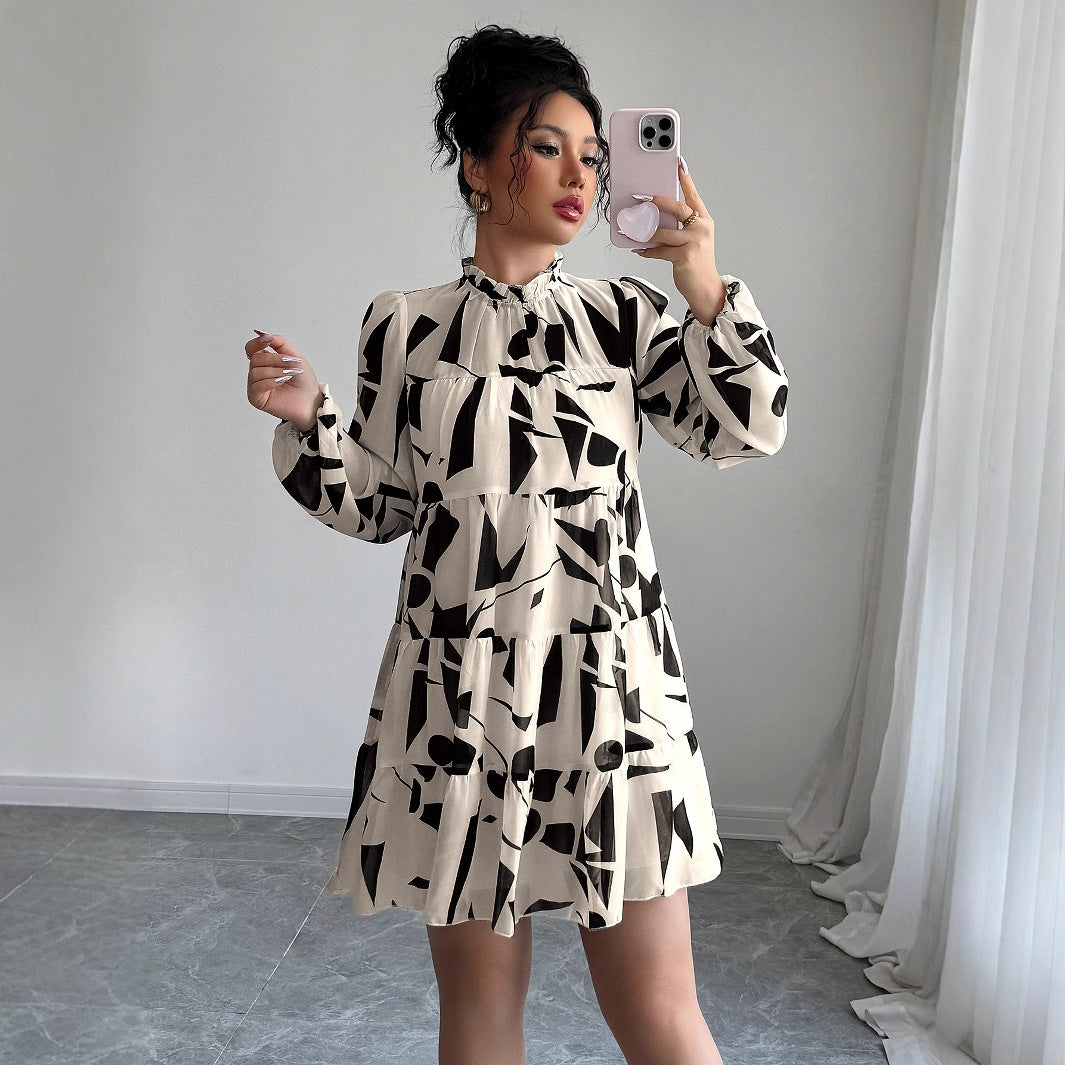 Versatile Simple Printed Skirt Dress for Effortless Everyday Style-Theone Apparel