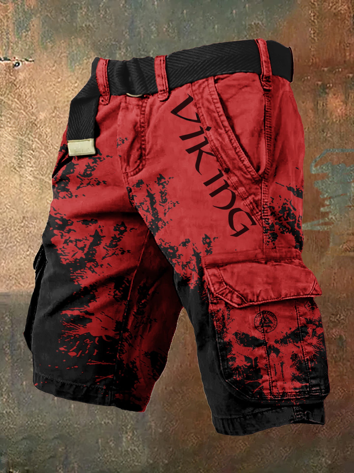Vibrant Graphic Utility Bottoms with Secure Pocket Storage-Red-Theone Apparel