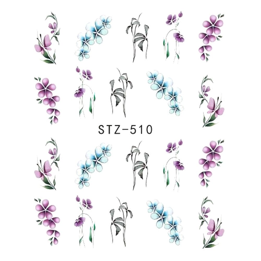Women's Floral Nail Stickers for Accent Nails and False Nails-STZ 510-Theone Apparel