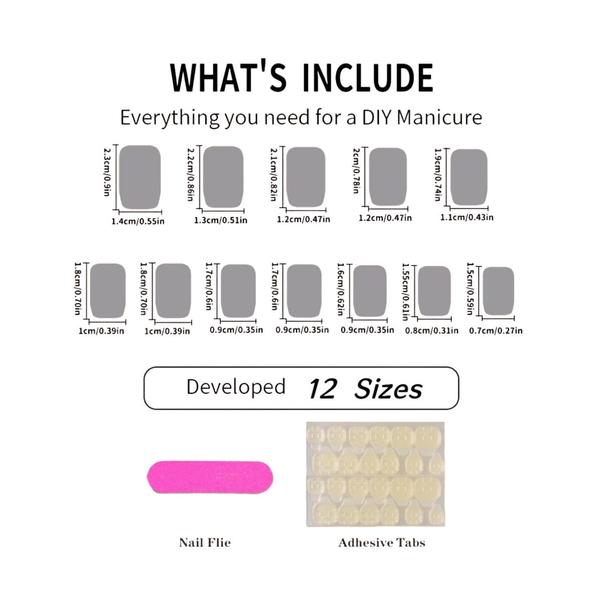 Women's French Tip Square Shaped Short Nail Set with Hearts and Glitter-Theone Apparel