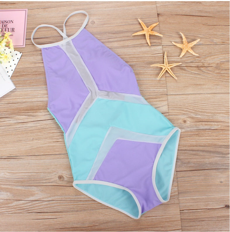 Women's One Piece Maternity Swimsuit with Floral Print-Purple-Theone Apparel