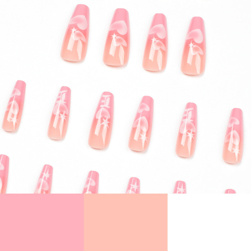 Women's Pretty in Pink Sunset Hearts False Nail Set-Theone Apparel