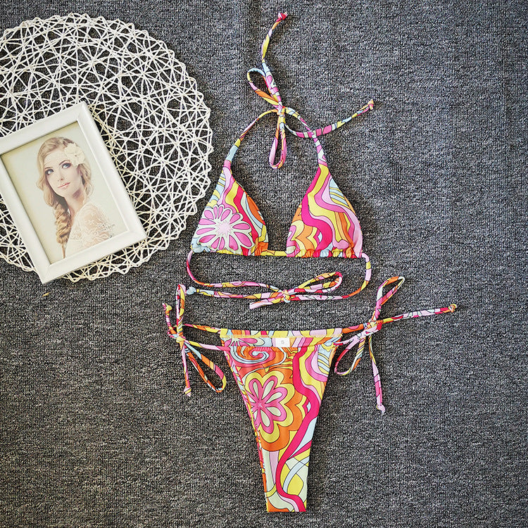 Women's Two Piece Neon Color High Waist String Bikini-Theone Apparel