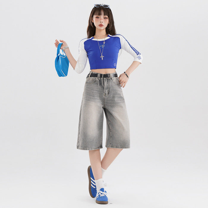 復古裁剪高街牛仔褲，夏季美洲共鳴