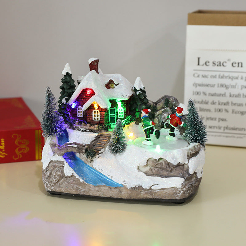 Wintry Village with Moving Train and LED Light Designs