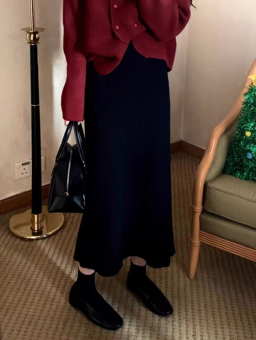 Jupe tricotée de couleur unie pour style quotidien sans effort