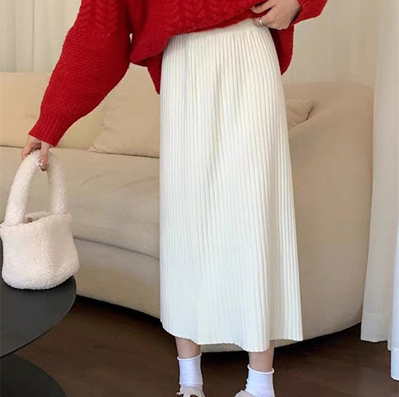 Feste farbgestrickte Rock für mühelose Alltagsstil