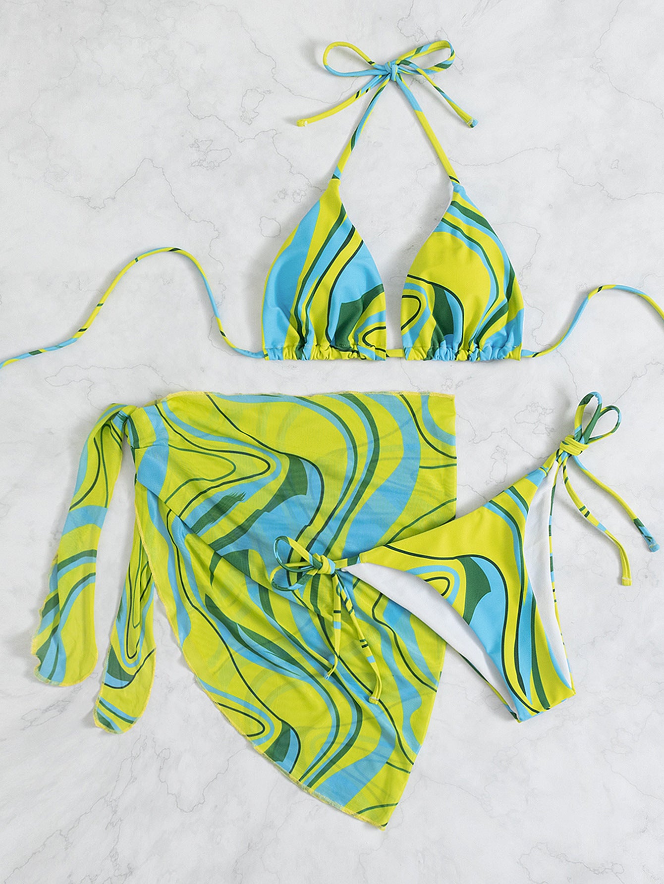 Halter Backless driedelige strandbikini set voor glamour