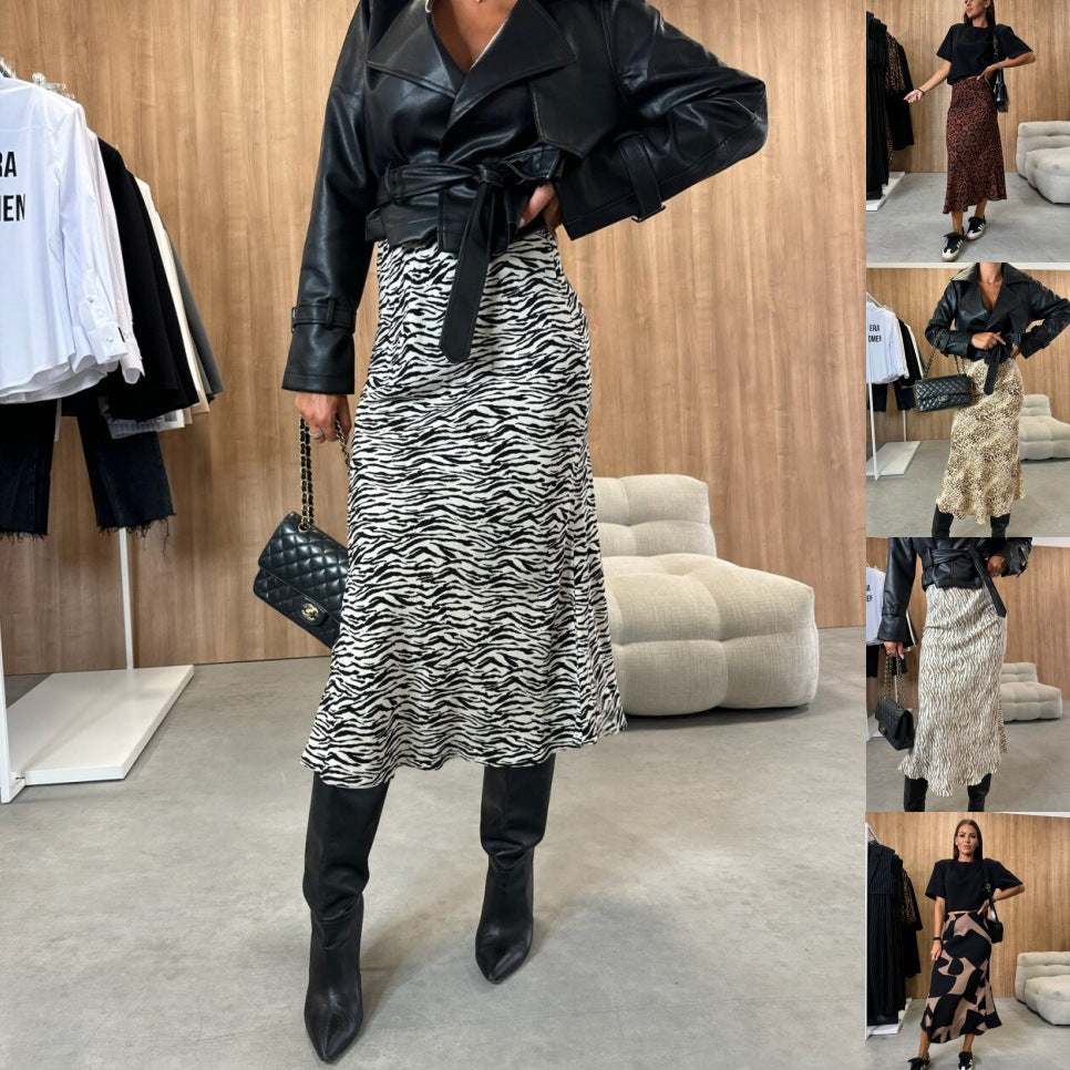High Waist Slimming Printed Skirt For Confident Style