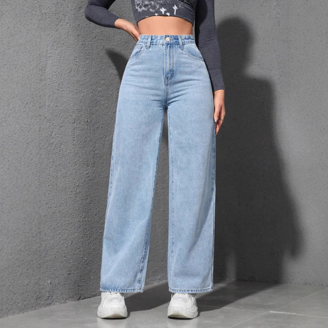 Pantalones de mezclilla de pierna ancha y de pierna recta relajada para confort para comodidad