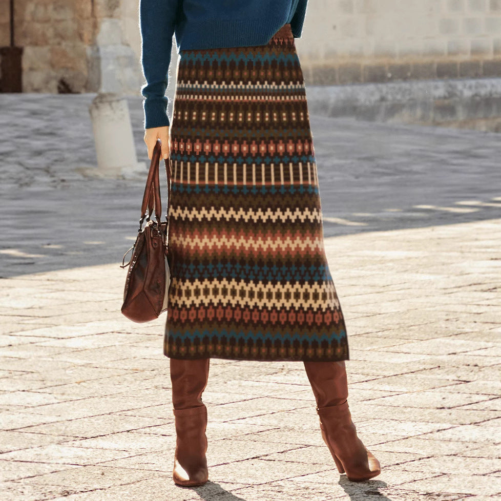 Jupe à fente imprimée haute taille pour style moderne confiant