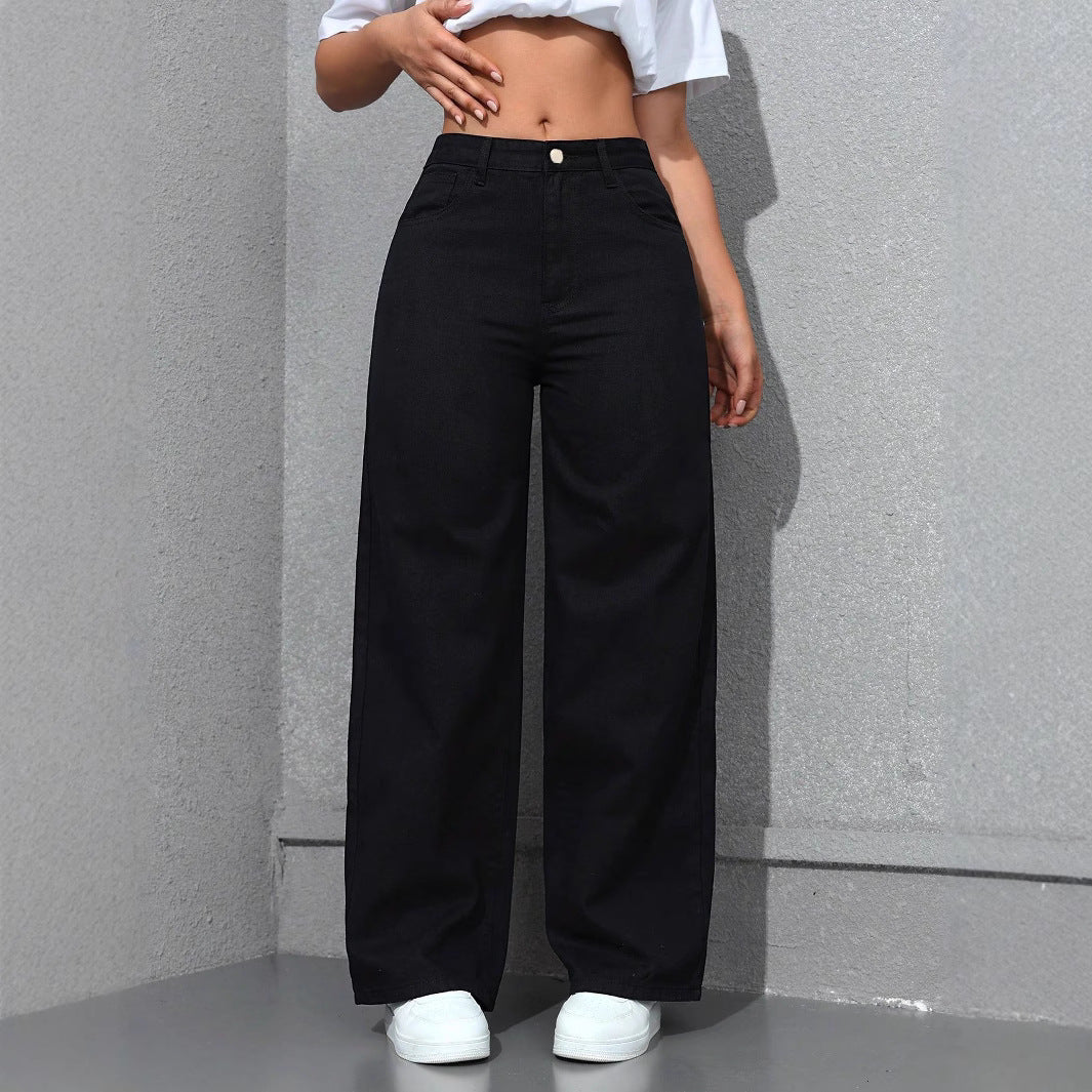 Pantalones de mezclilla de pierna ancha y de pierna recta relajada para confort para comodidad