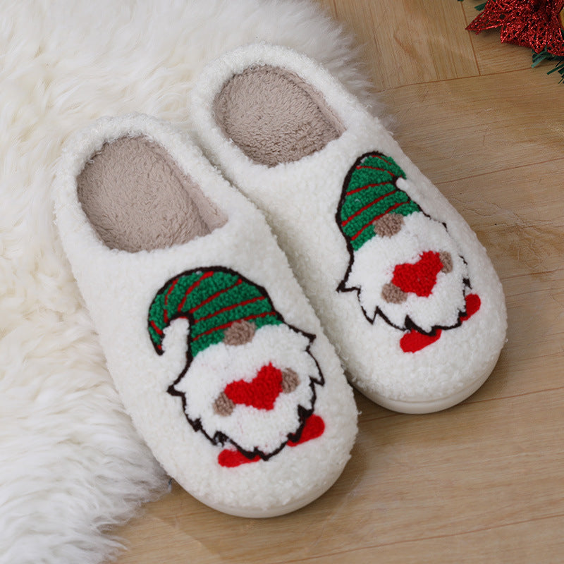 Warm en zacht gesloten teen kerstthema slip op huis slippers