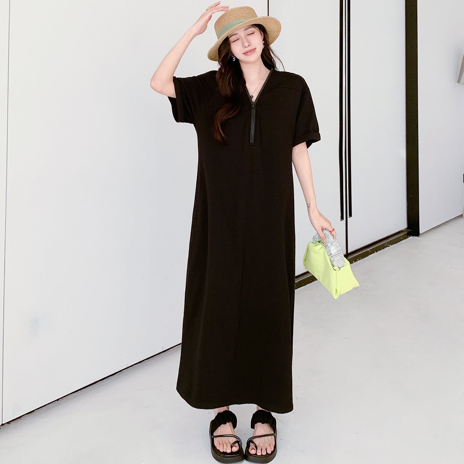 Vestido retro de la cremallera Hepburn con un verano suelto