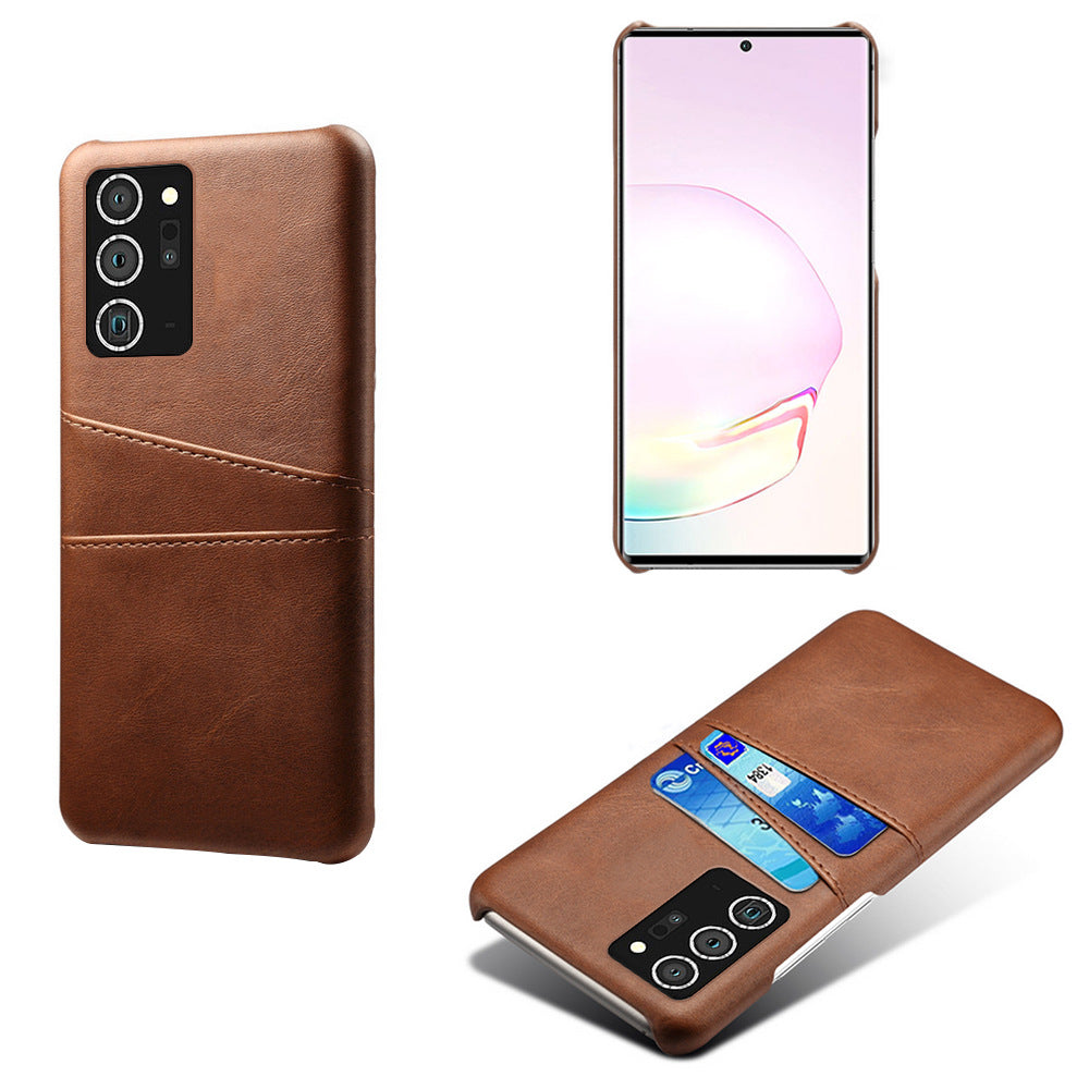 Dual Card Slot Leather Back Cover Phone Case For Samsung