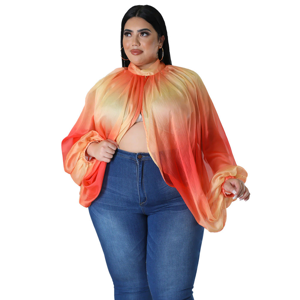 Women's Plus-Size Crew-Neck Chiffon Top With Tie-up Straps