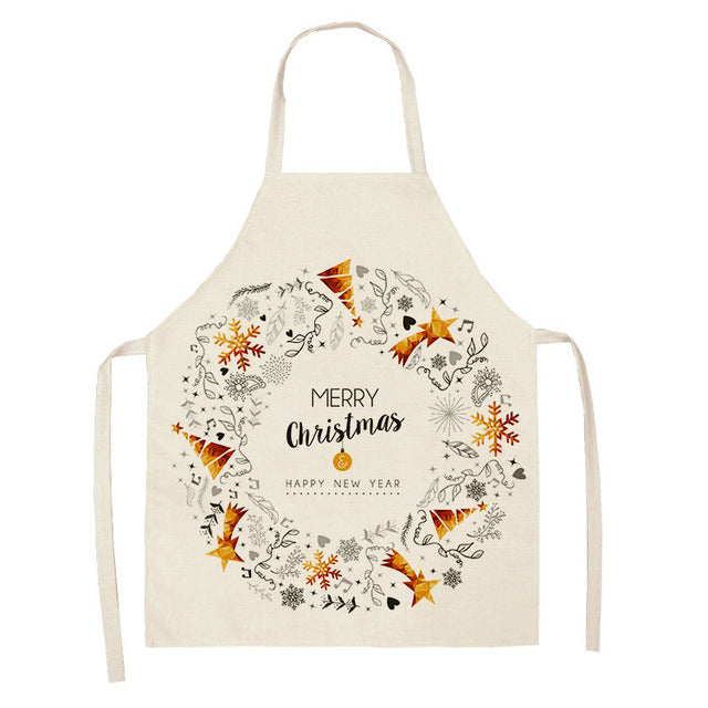 Merry Christmas Cotton-Linen Blend Self-Tie Adjustable Apron in Assorted Styles