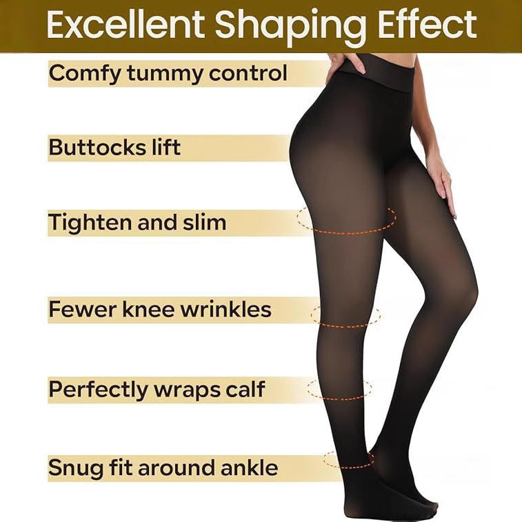 Warm Velvet-Lined Transparent Pantyhose With Slimming Lift Effect
