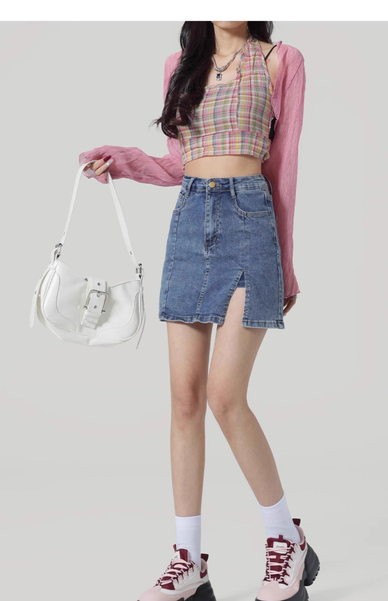 Hoge taille denim slanke rok voor flatterende dagelijkse slijtage