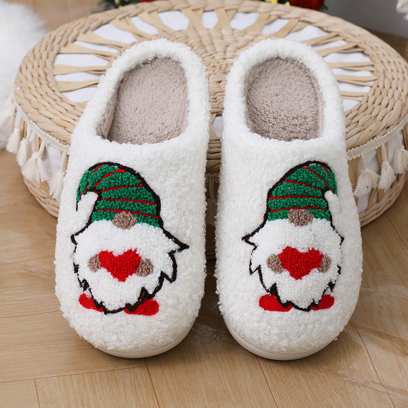 Warm en zacht gesloten teen kerstthema slip op huis slippers