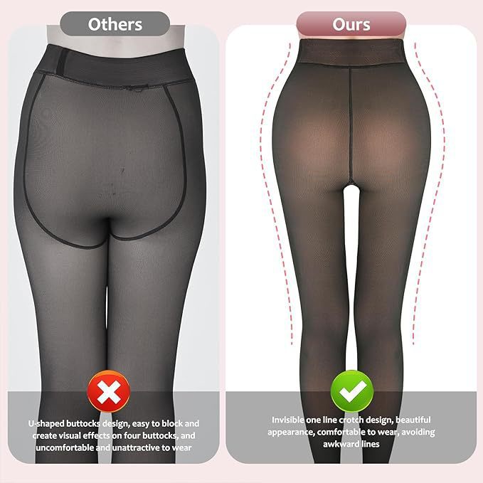 Warm Velvet-Lined Transparent Pantyhose With Slimming Lift Effect