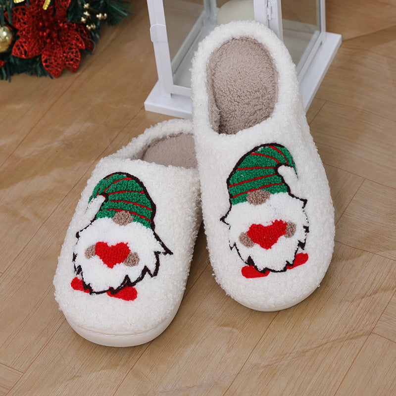 Warm en zacht gesloten teen kerstthema slip op huis slippers