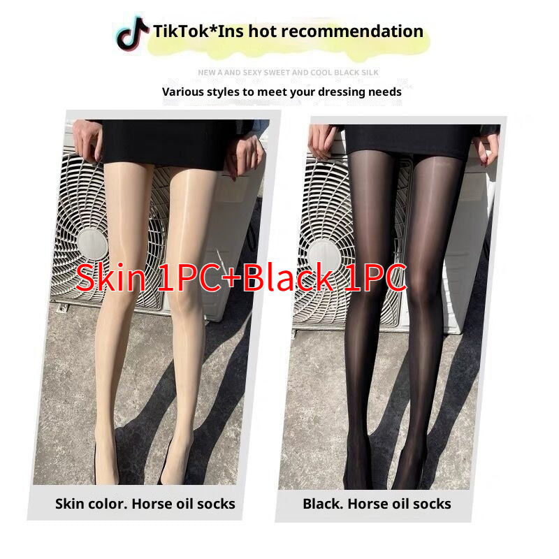 Spring And Summer Horse Oil Socks Anti-snagging Durable Superb Fleshcolor Pantynose Thin
