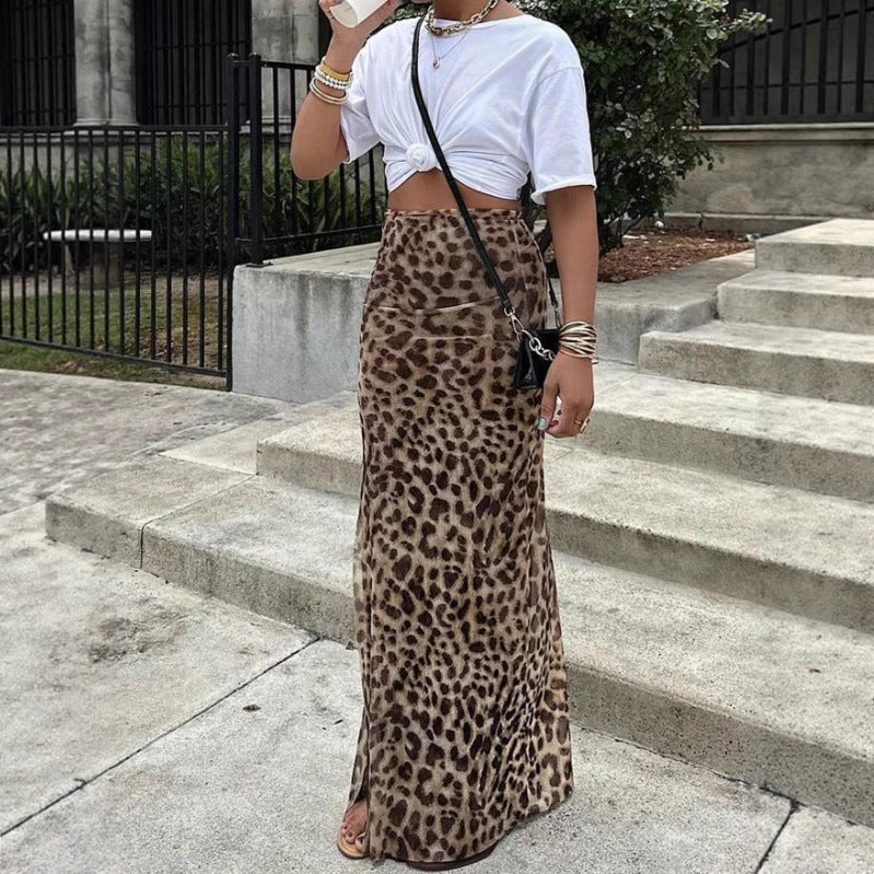Leopard print hoge taille rok voor elegant gewaagde looks