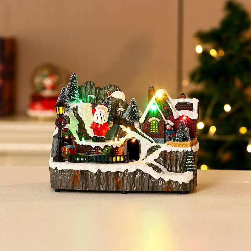 Wintry Village with Moving Train and LED Light Designs