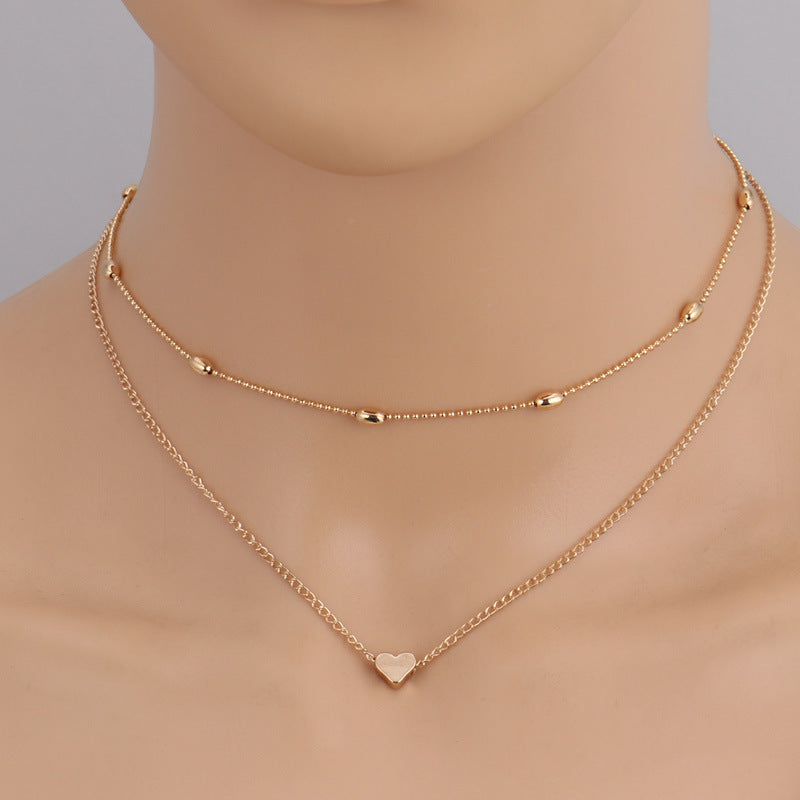 Double Strand Silver Heart Choker