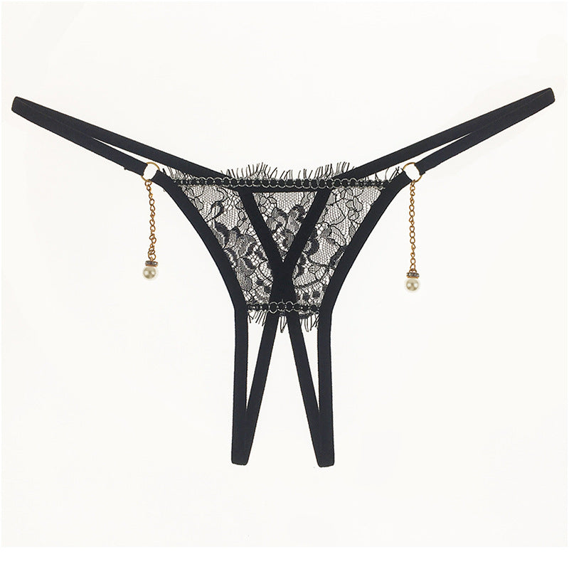 Lace and Pearls Cutout Thong Underwear