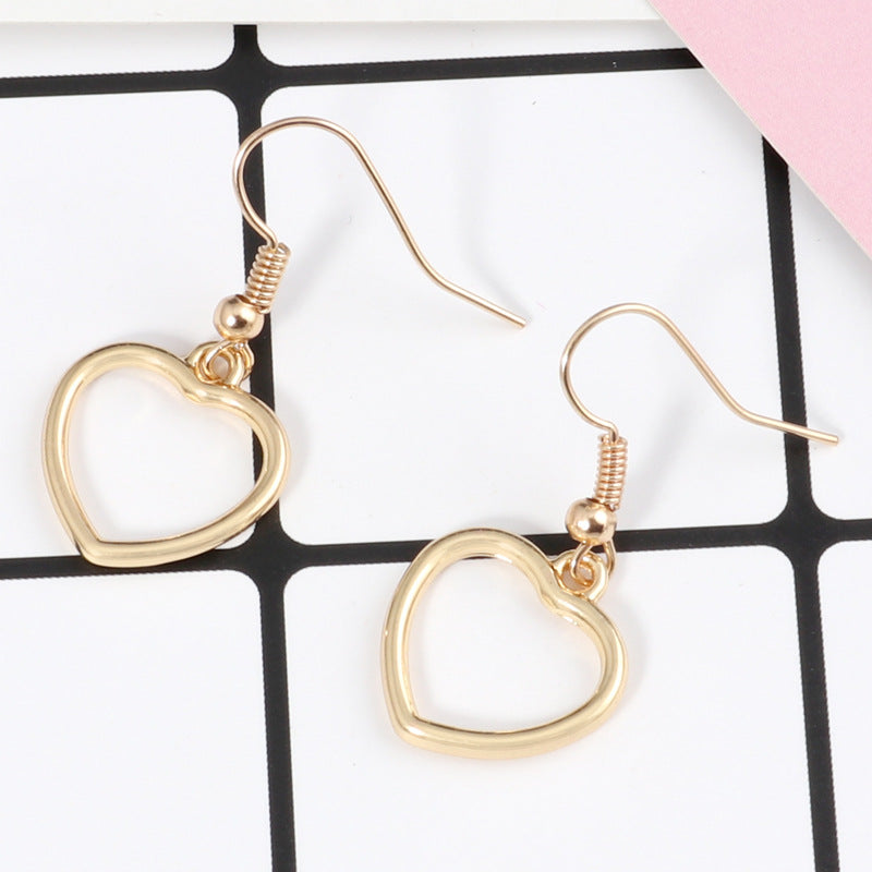 Golden Toned Heart Drop Earrings