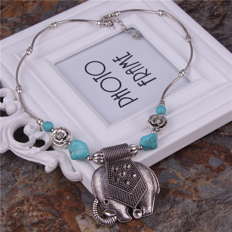 Elephant Charm Turquoise Necklace