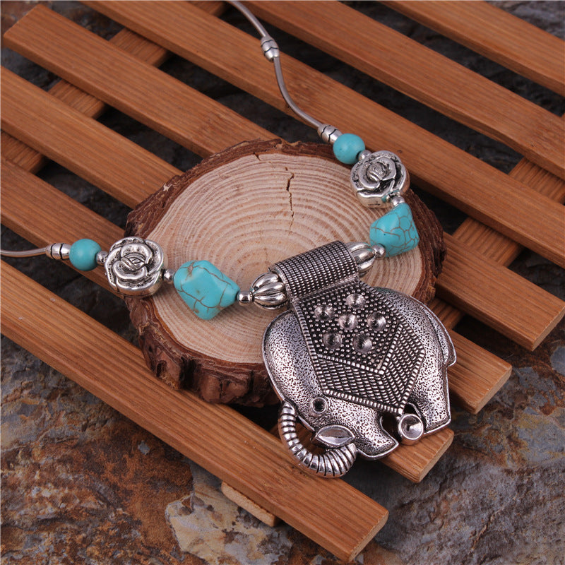 Elephant Charm Turquoise Necklace