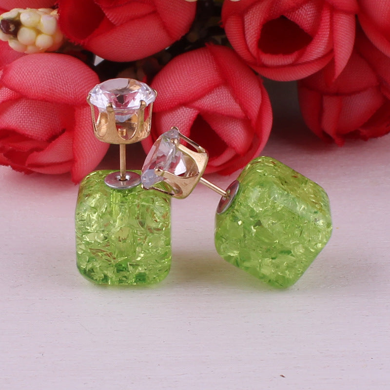 Boucles d'oreilles à double face cube