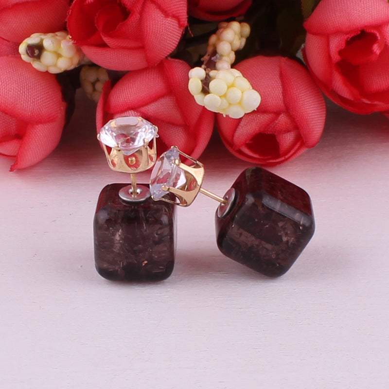 Boucles d'oreilles à double face cube