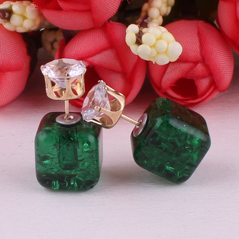 Boucles d'oreilles à double face cube